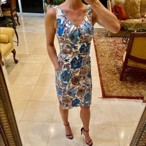 Maggie London Blue Floral Sheath Dress size 6